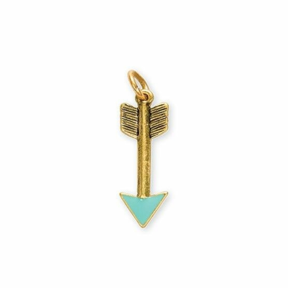 New Thirtyone Gold Brass Tone Teal arrow keepsake charm